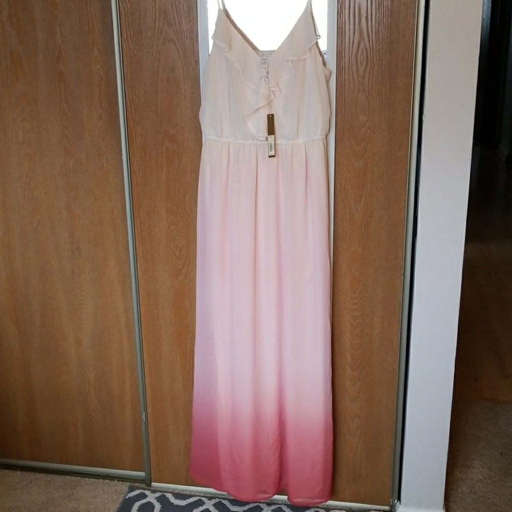 Lauren Conrad Cream/pink/coral ombre maxi